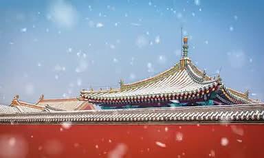 大雪故宫古建筑冬季素材视频的预览图